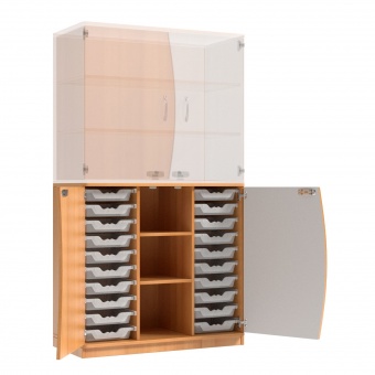 Wellentüren-Unterschrank, 99 cm hoch, 105x50 cm (B/T), Tür rechts grau, 